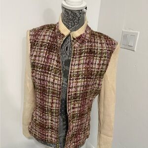 Women's Tweed Jacket with Cream Sleeves